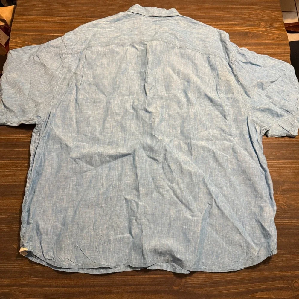Tommy Bahama Button Down Shirt Relax Fit Mens 3XL Linen Vacation Summer Dad Blue